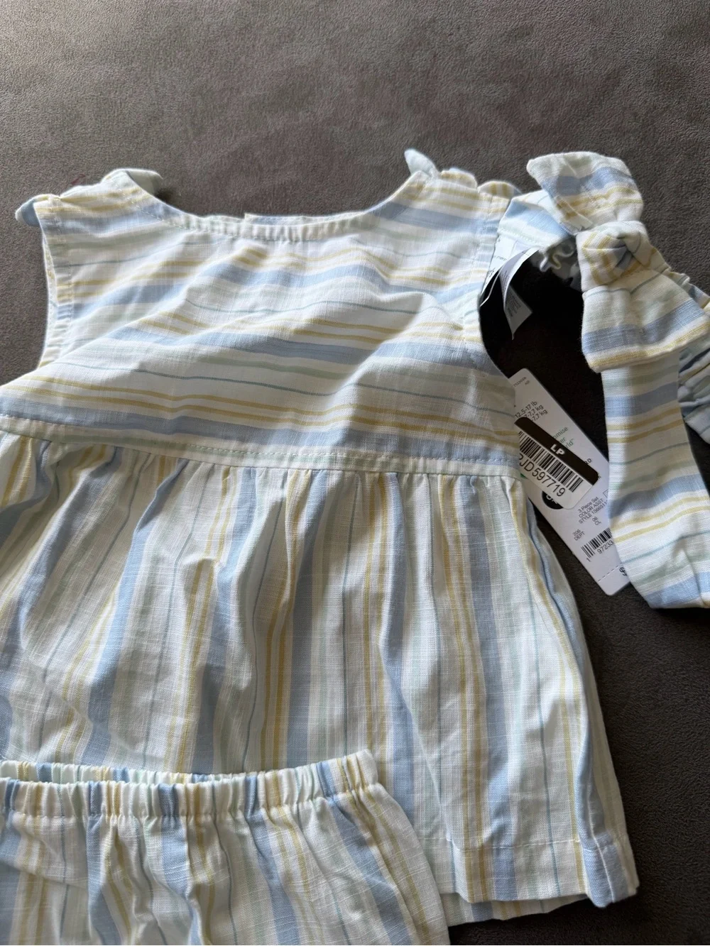 Carters Just One You Striped Baby Two-Piece and Bow Set in Light Blue & Cream